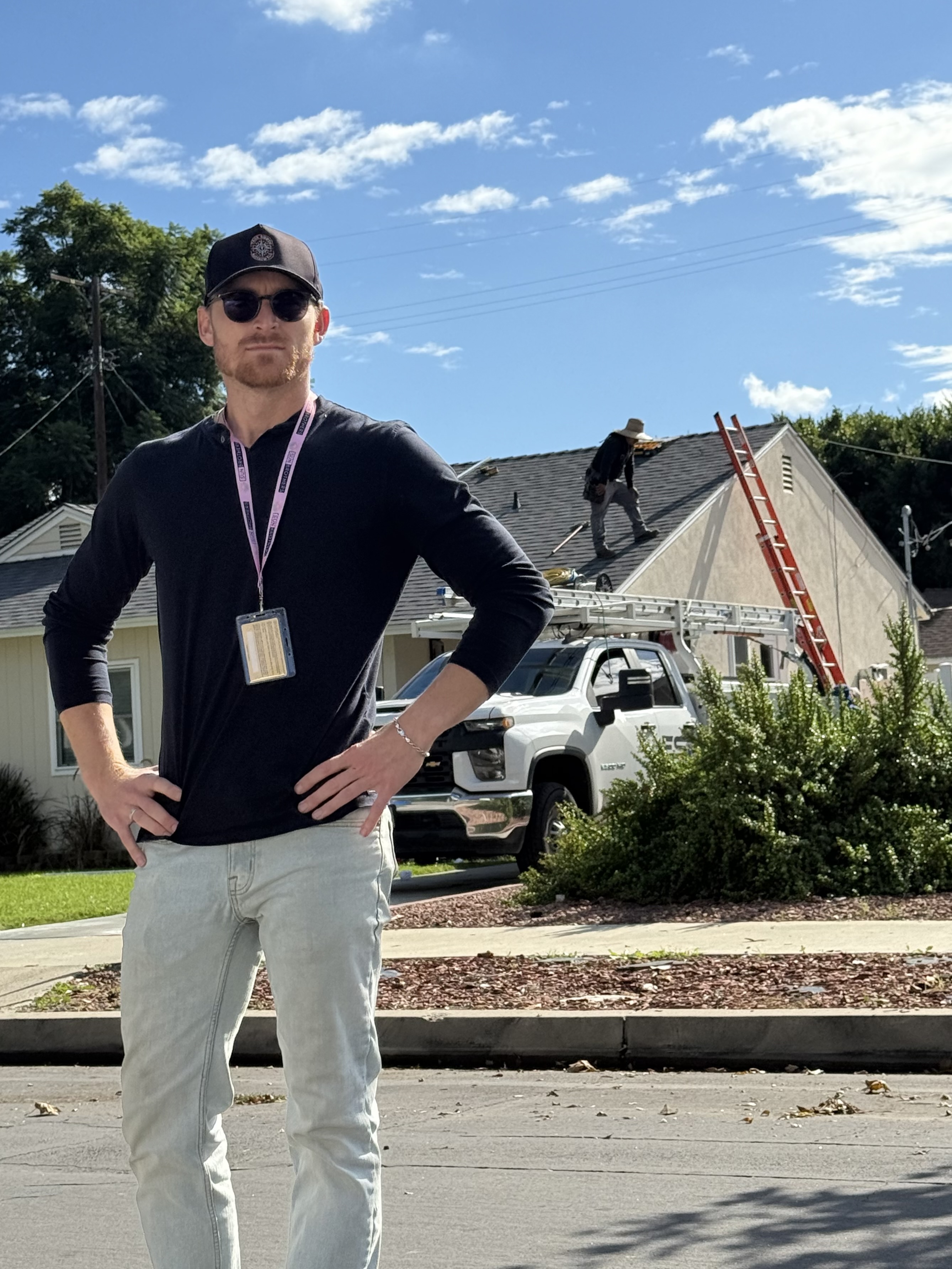Morgan Spadone at a residential roofing and solar project